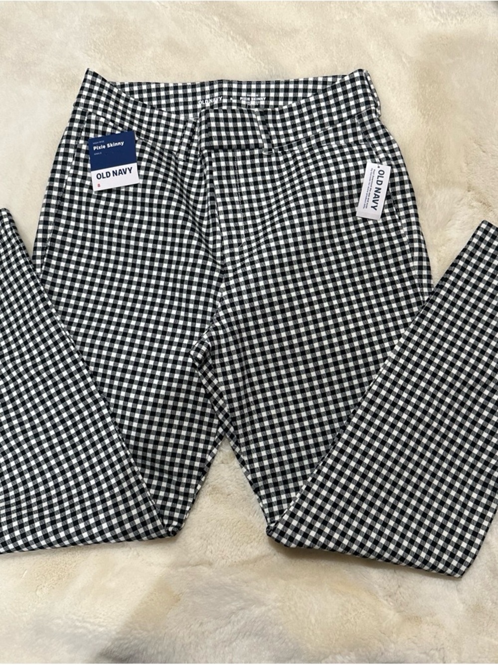 Old Navy Black & White Gingham Pixie Skinny Pants